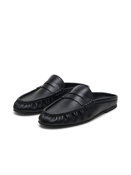 Black Round-Toe Stylish Slip-On Flats