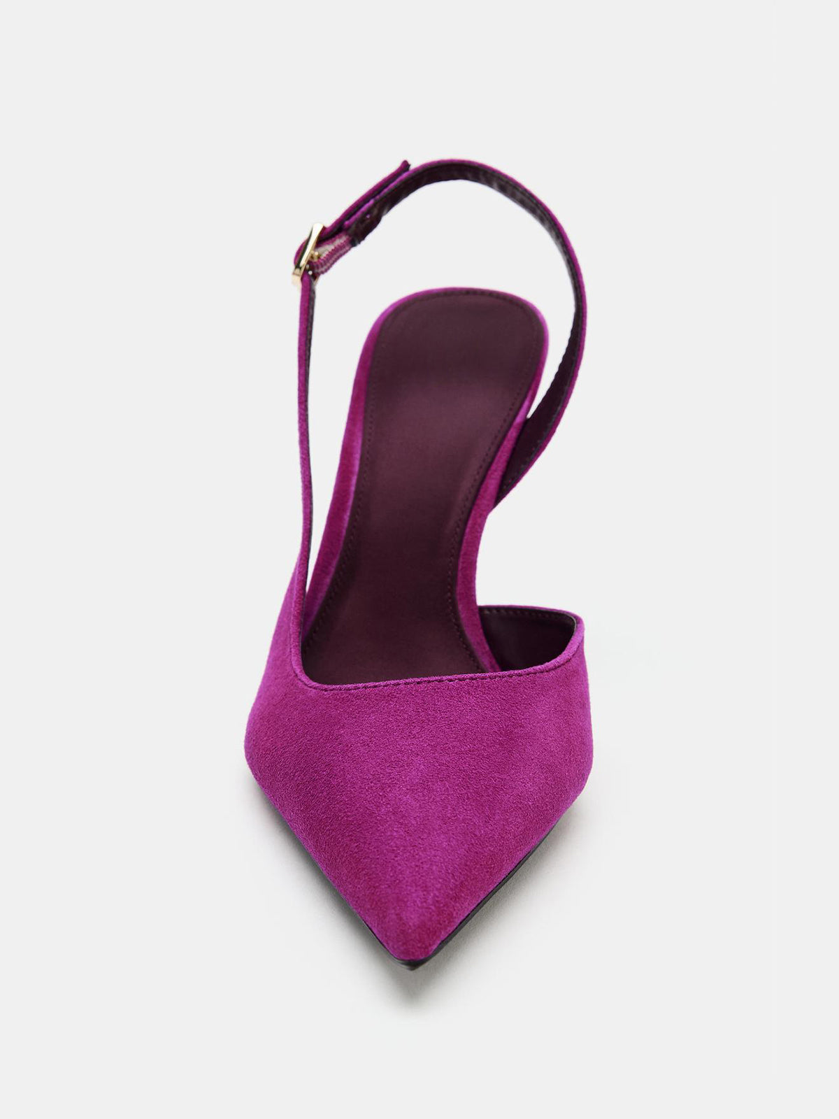 Fuchsia Faux Suede Pointed-Toe Buckle Back Strap High Stiletto Heels