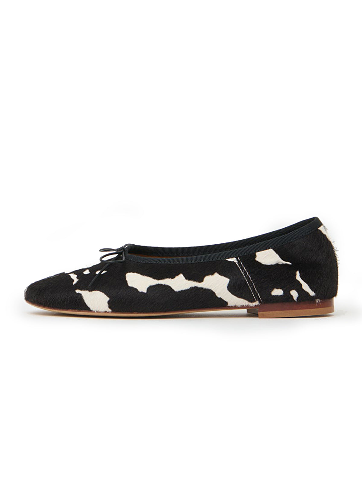 Cow Print Round-Toe Front Chic Bow Slip-On Ballet Flats
