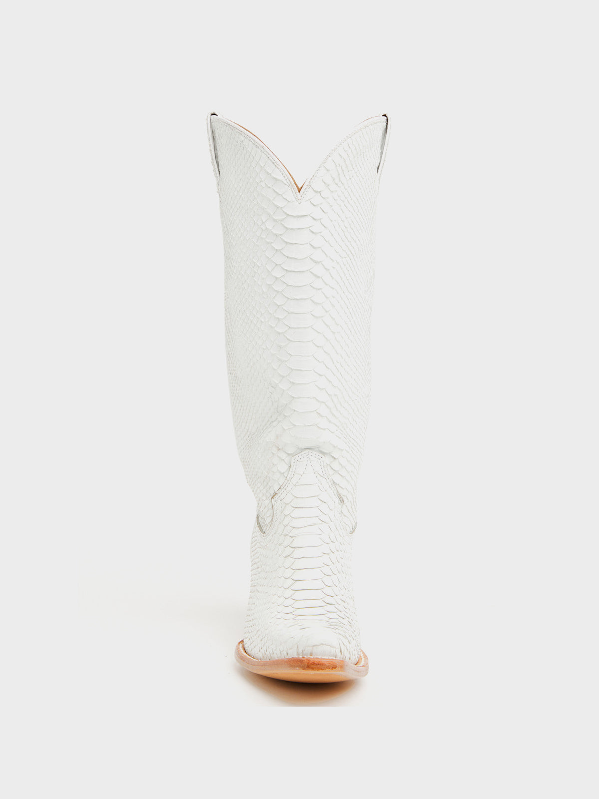White Snakeskin Print Snip-Toe Sleek Wide Calf Knee High Cowgirl Boots