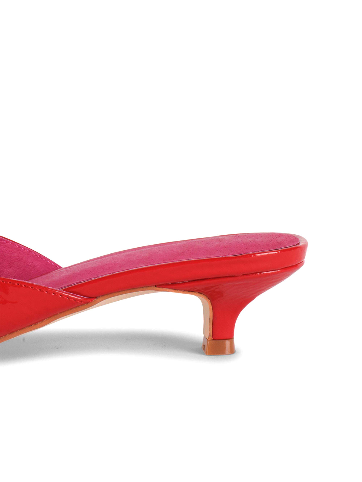 Patent Red Peep Square-Toe Backless Kitten Heels