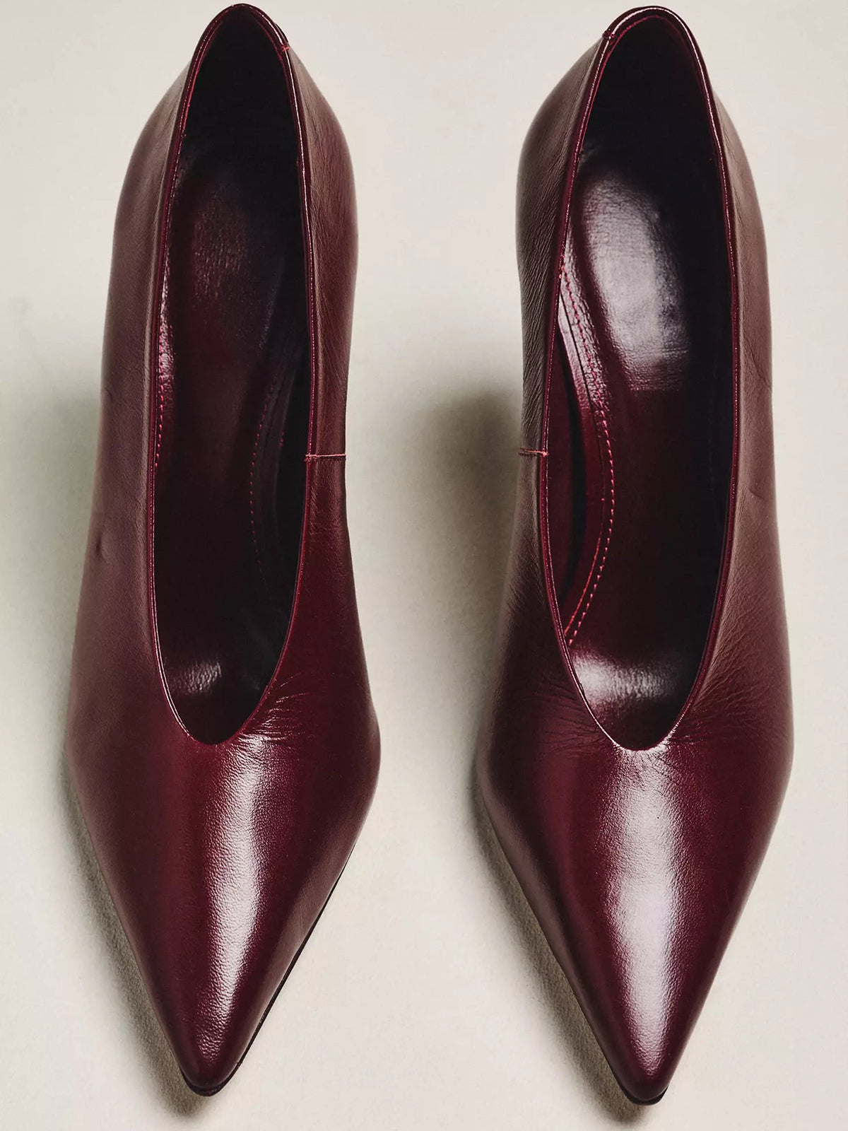 Wine Red Pointed-Toe Classic Pumps Slip-On High Heels