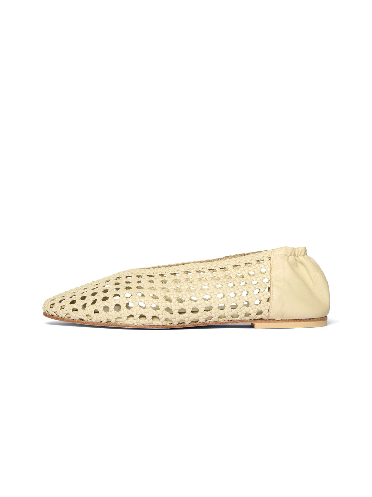 Vanilla Woven Vegan Leather Chic Round-Toe Slip-On Ballet Flats