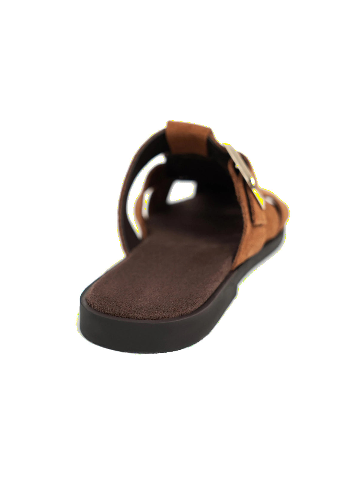 Brown Cow Suede Round-Toe Caged Detail Backless Flats