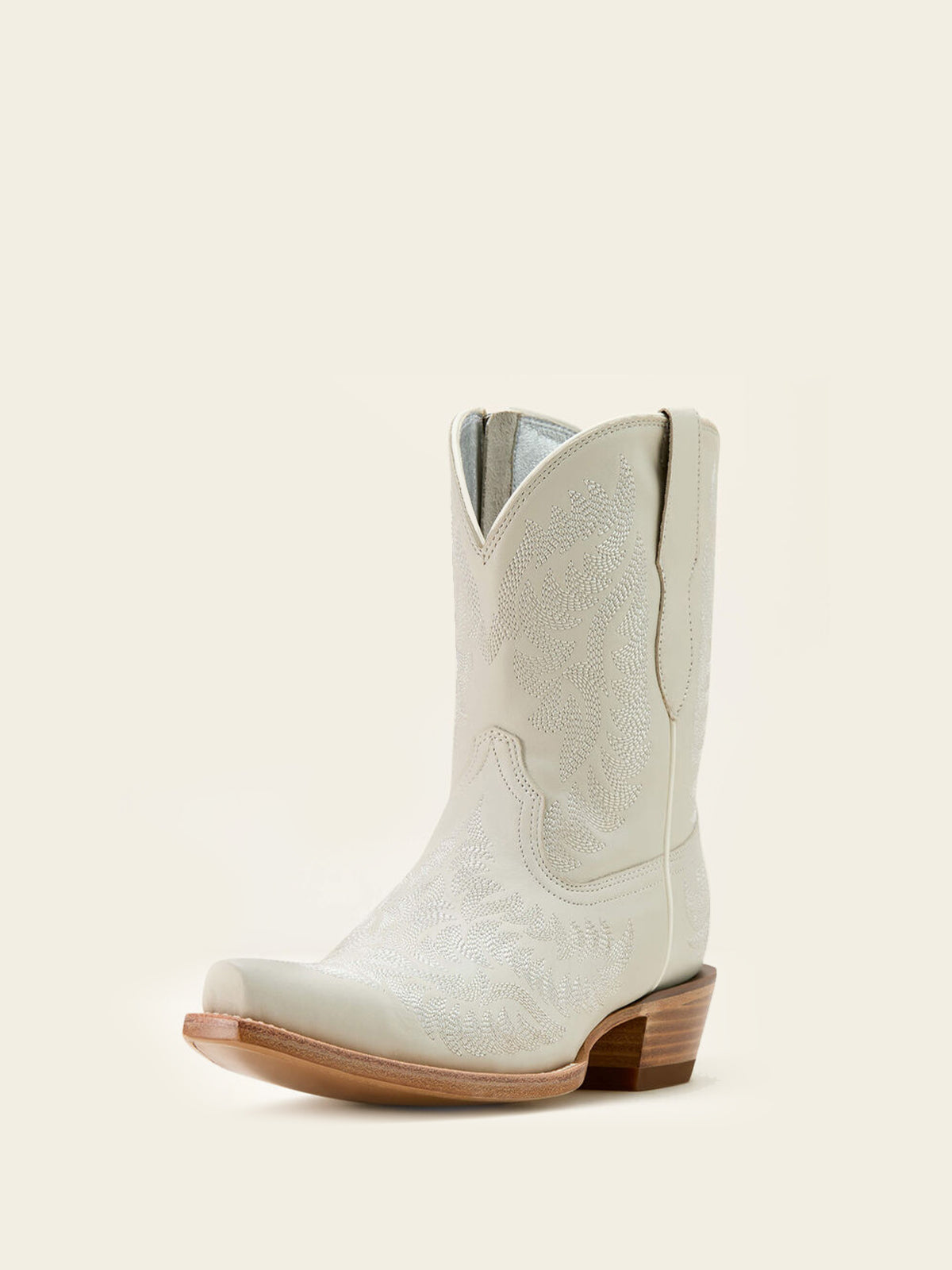 Full-Zip Snip-Toe Mid Calf Embroidery Cowgirl Boots - Gray