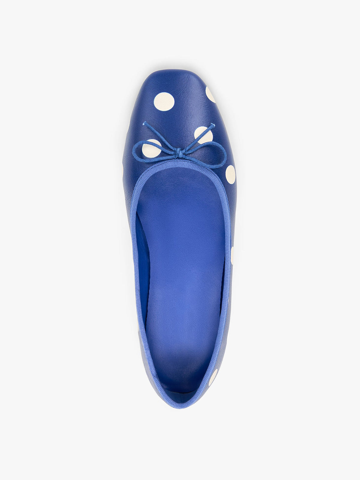 Blue Square-Toe Chic Front Bow Classic Slip-On Ballet Flats