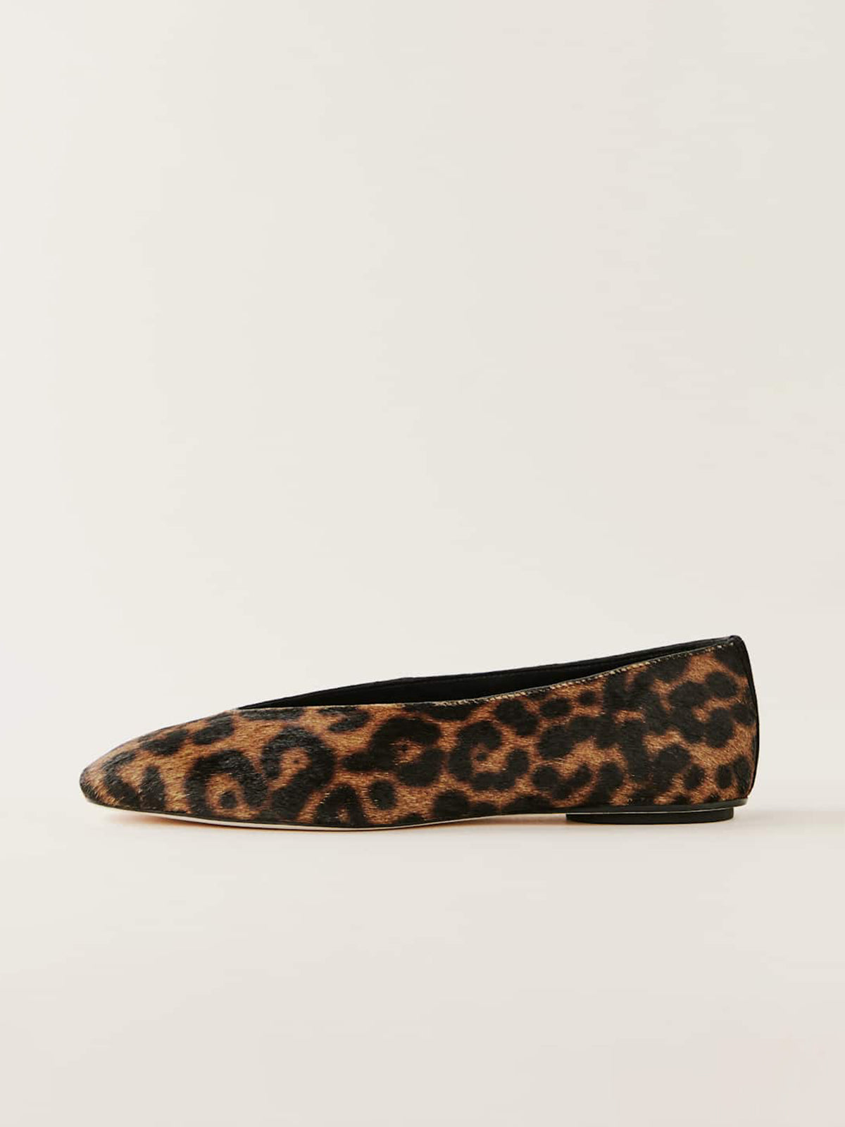 Sleek Square-Toe Classic Slip-On Ballet Flats – Leopard Pony Hair