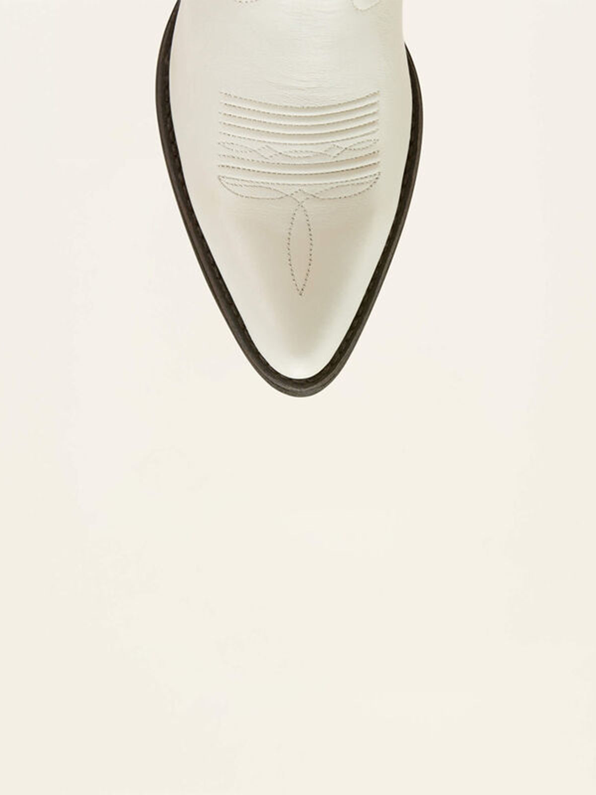 Mid Calf Almond-Toe Embroidery Cowgirl Boots - Cream