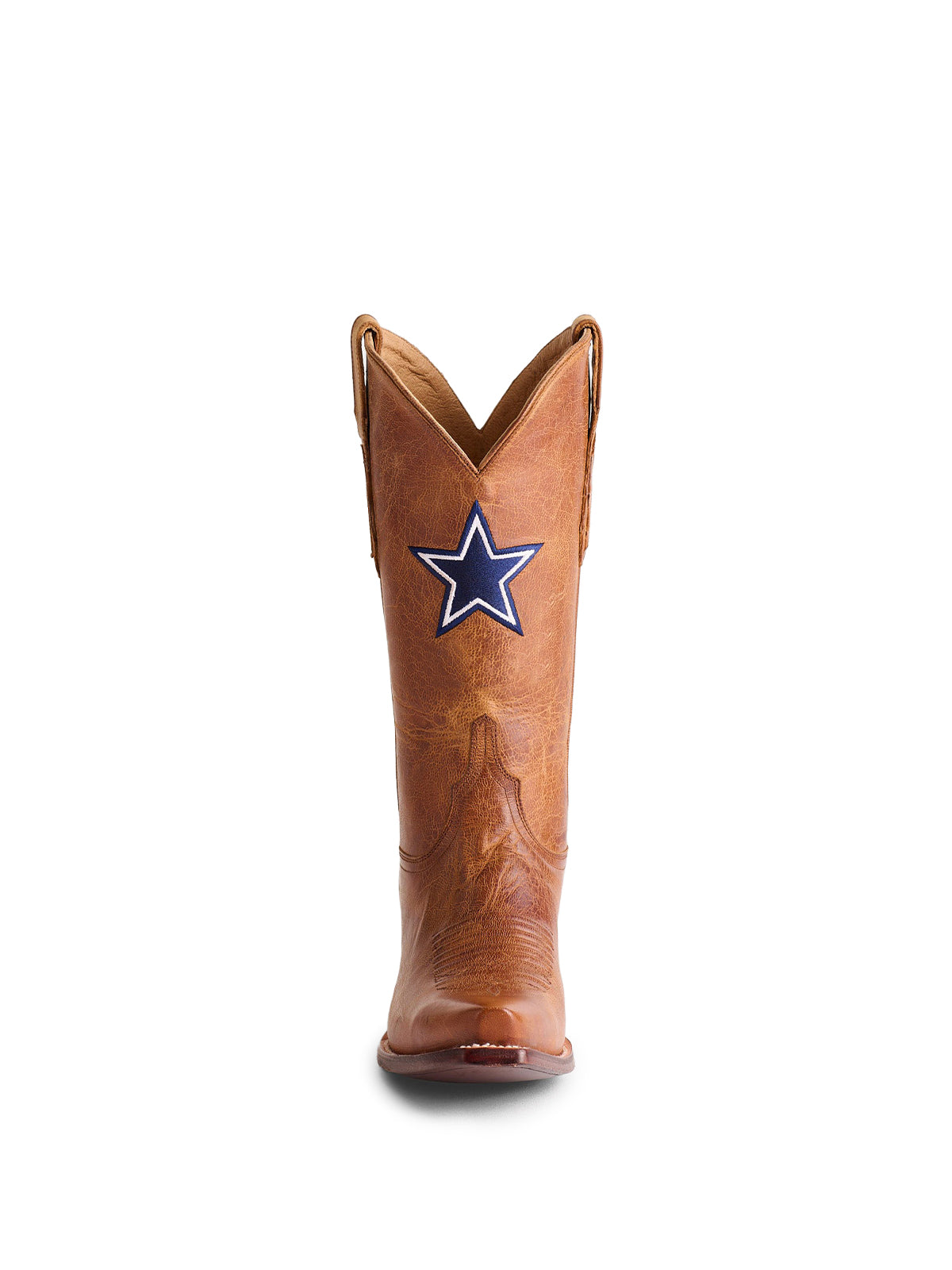 Distressed Brown Snip-Toe Star Embroidery Mid Calf Cowboy Boots For Women