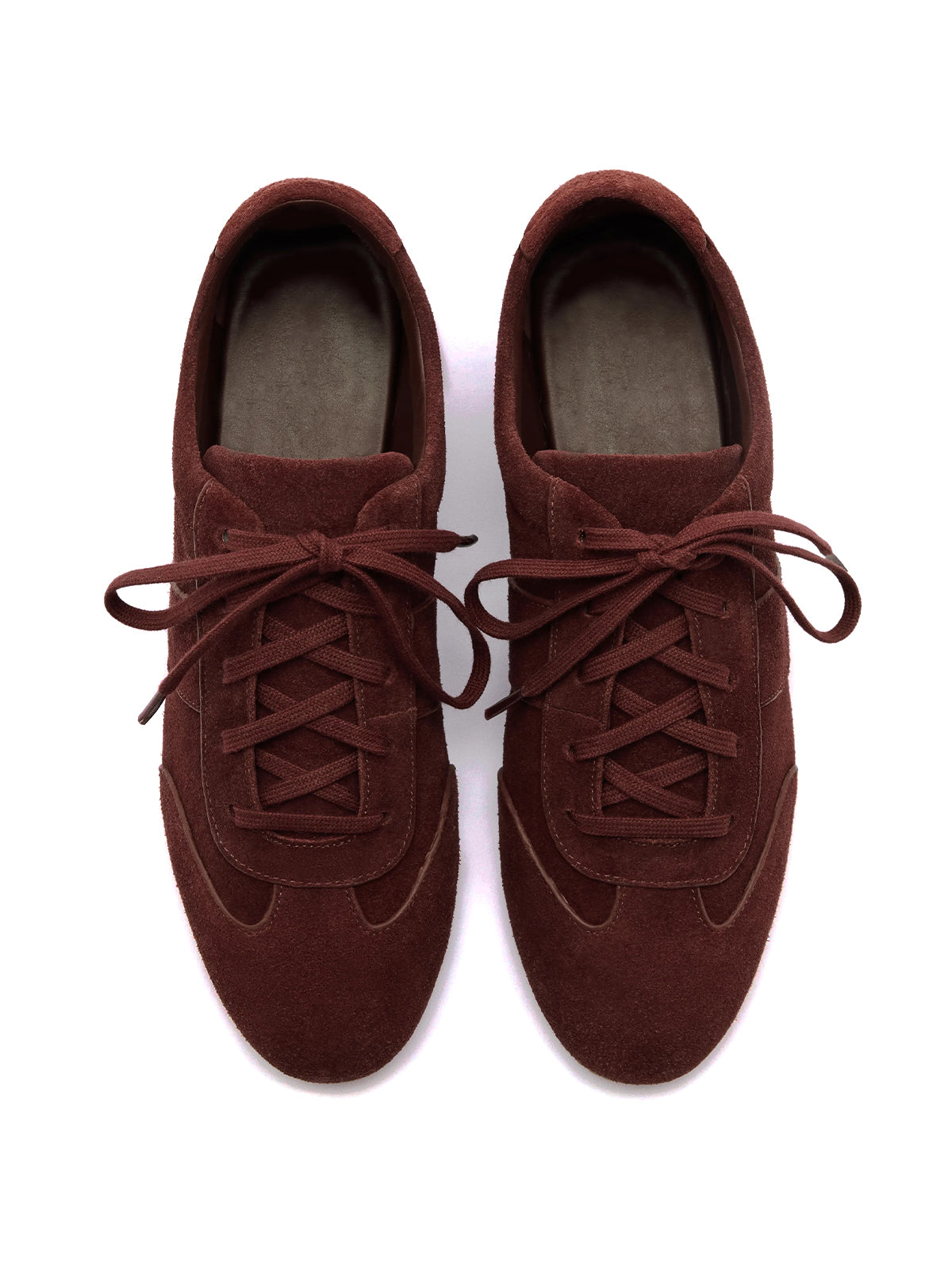 Chocolate Faux Suede Round-Toe Classic Lace-Up Chic Sneakers Flats