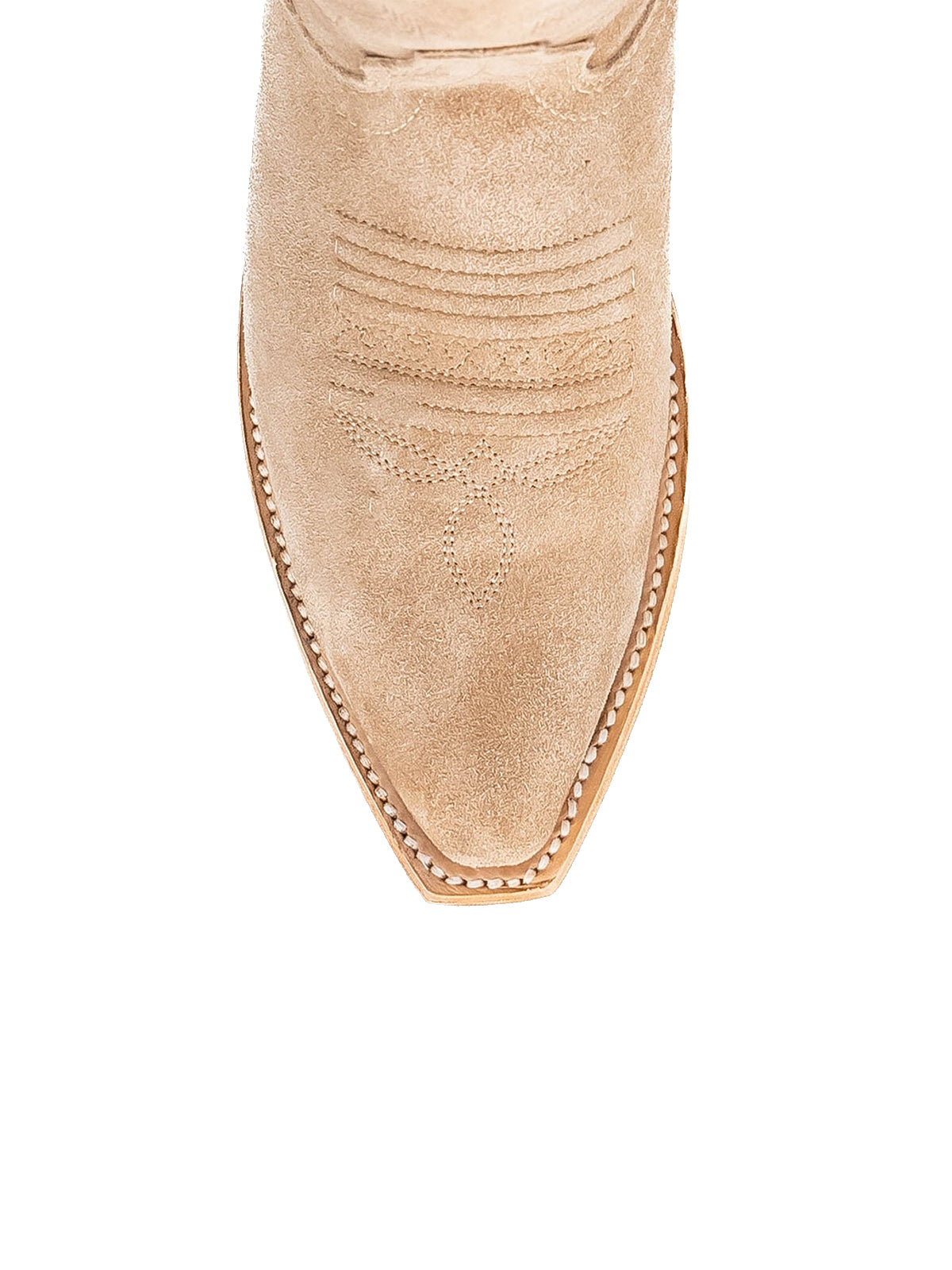 Sand Faux Suede Snip-Toe Embroidery Half-Zip Classic Knee High Cowgirl Boots