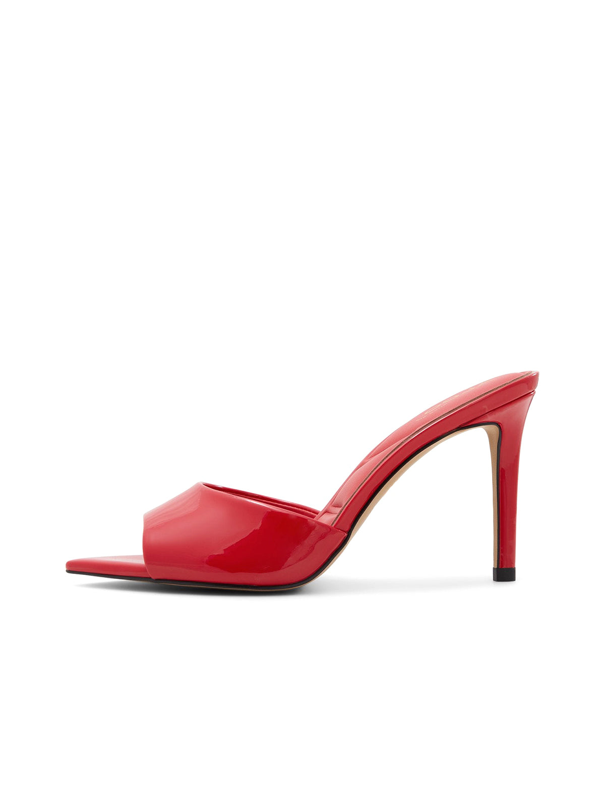Patent Red Open Pointed-Toe Slip-On Backless High Heels