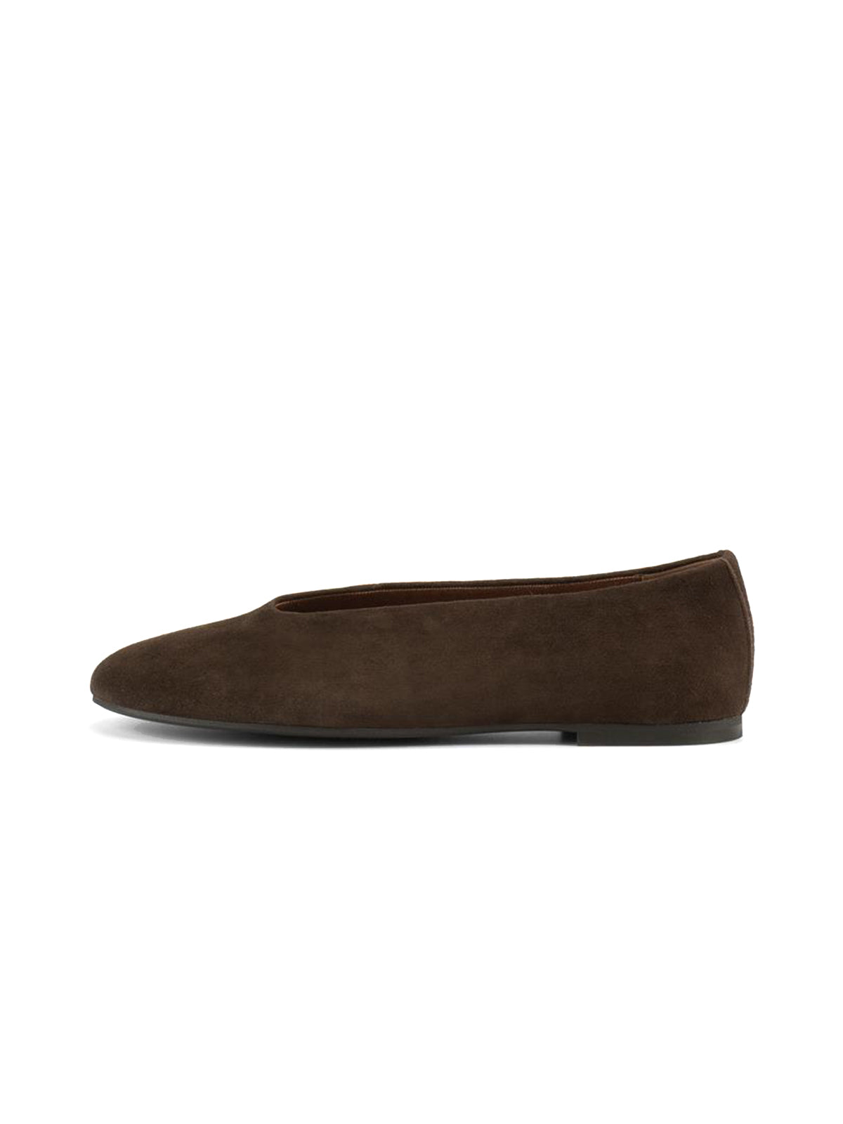 Brown Faux Suede Round-Toe Stylish Ballet Simple Flats