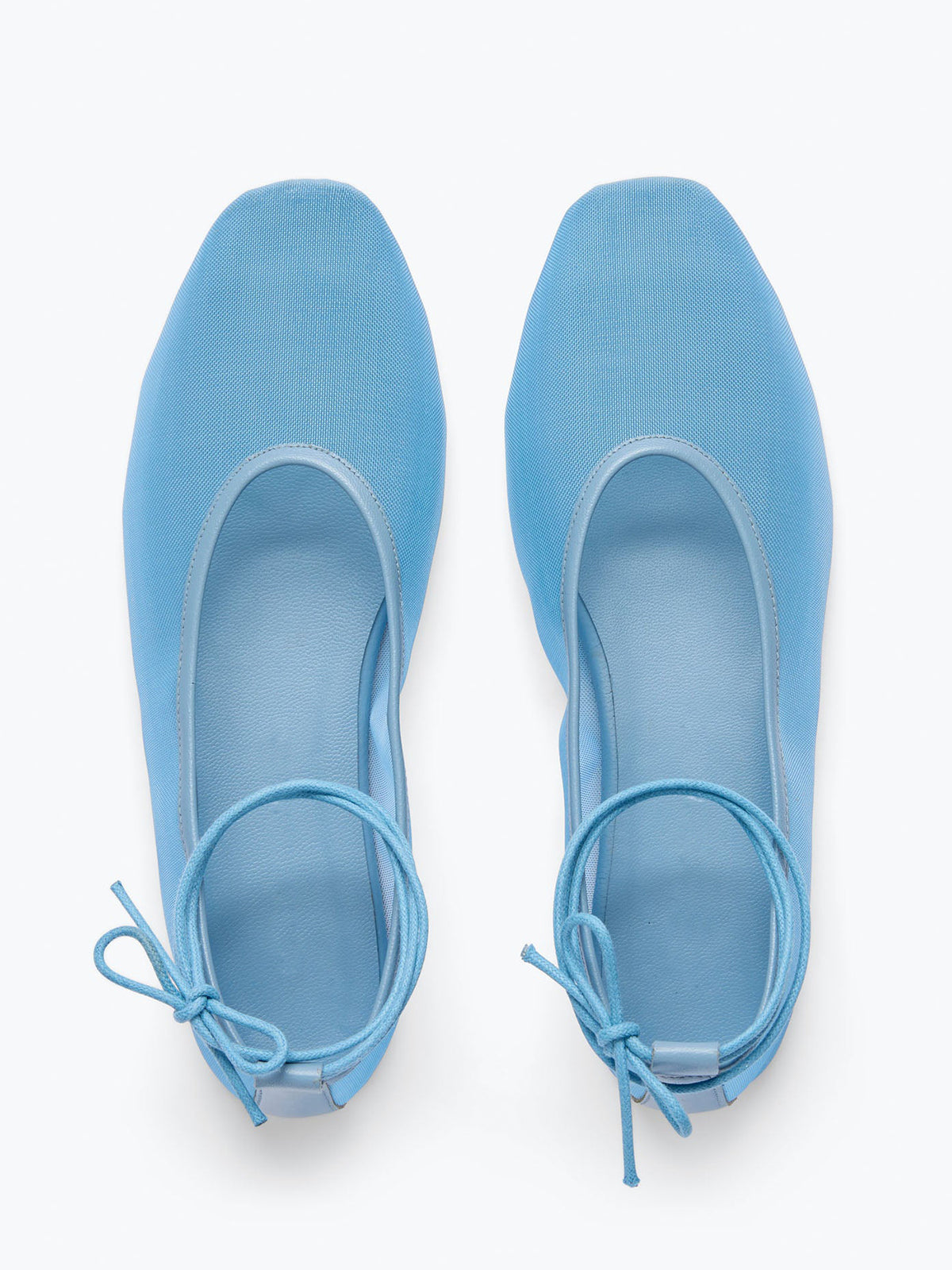 Blue Mesh Square-Toe Simple Ankle Strap Stylish Flats