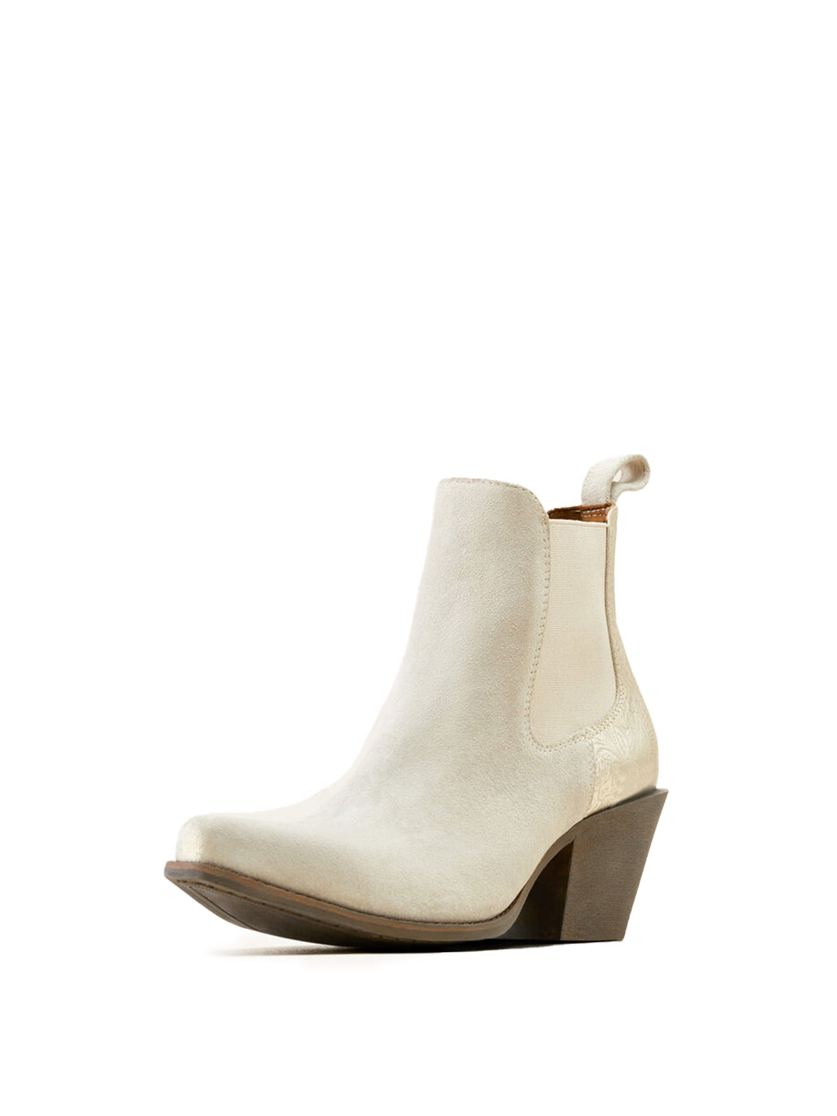 Metallic White Faux Suede Snip-Toe Simple Short Ankle Western Boots