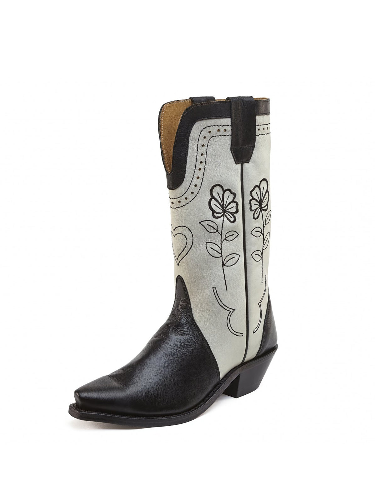 Chocolate Studs Snip-Toe Applique Cowgirl Wesern Mid Calf Boots