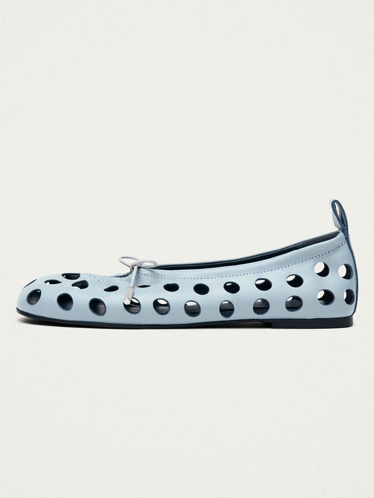 Blue Square-Toe Cut Out And Front Bow Chic Ballet Flats