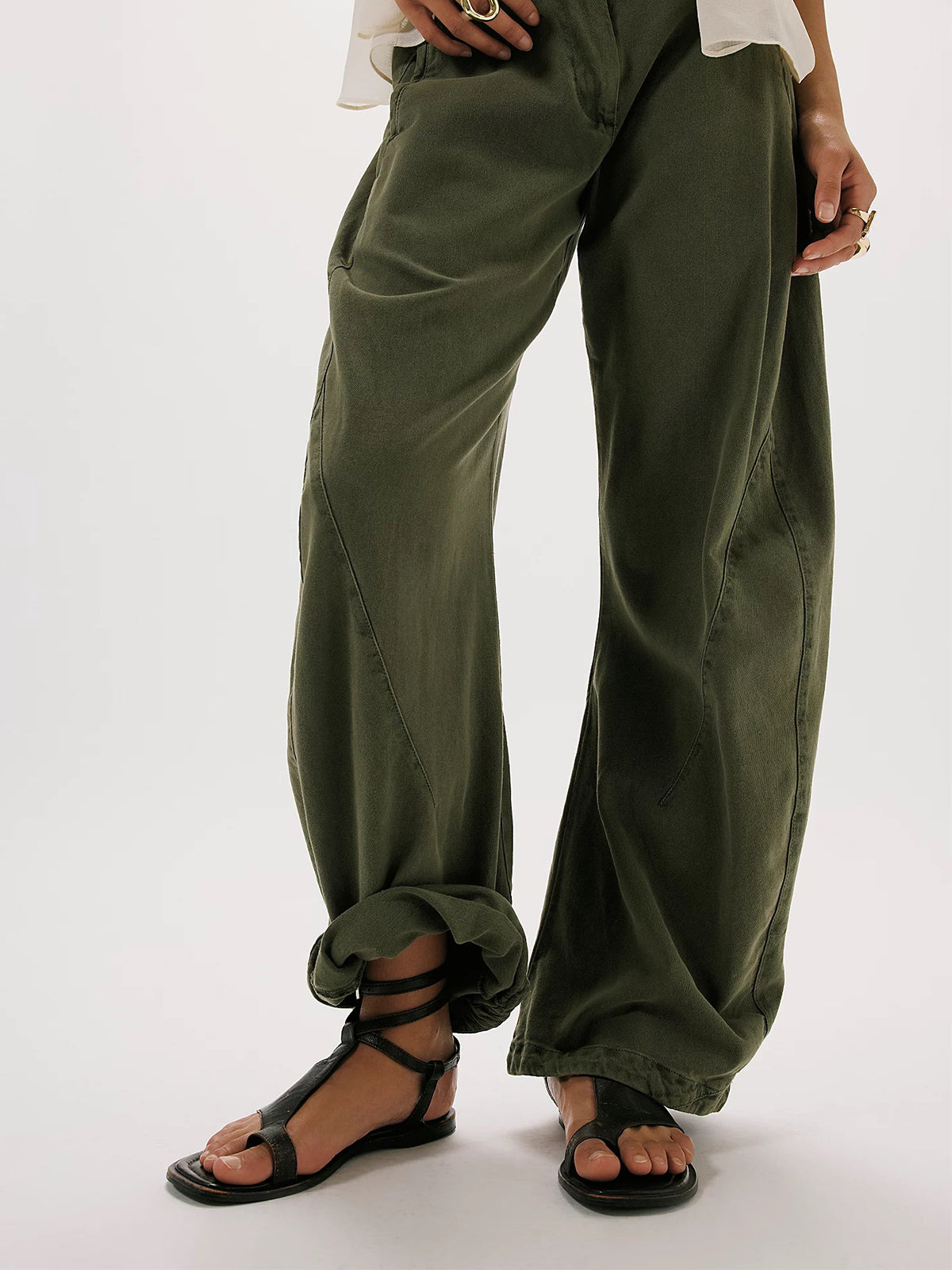 Coffee Square-Toe Multi-Wrap Ankle Straps Flats