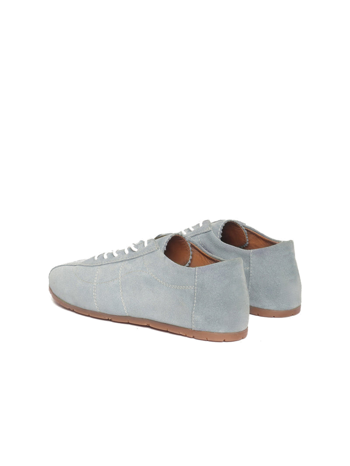 Sky Blue Faux Suede Round-Toe Lace-Up Chic Sneakers Flats