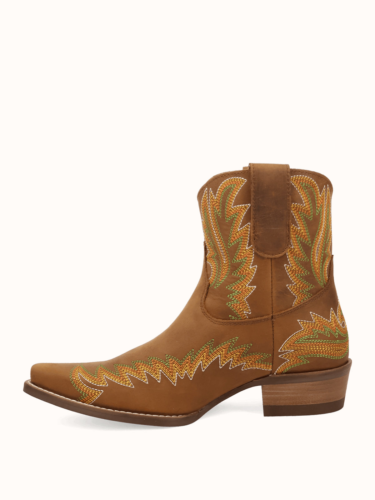 Brown Snip-Toe Chic Flame Embroidery Sleek Ankle Cowgirl Boots