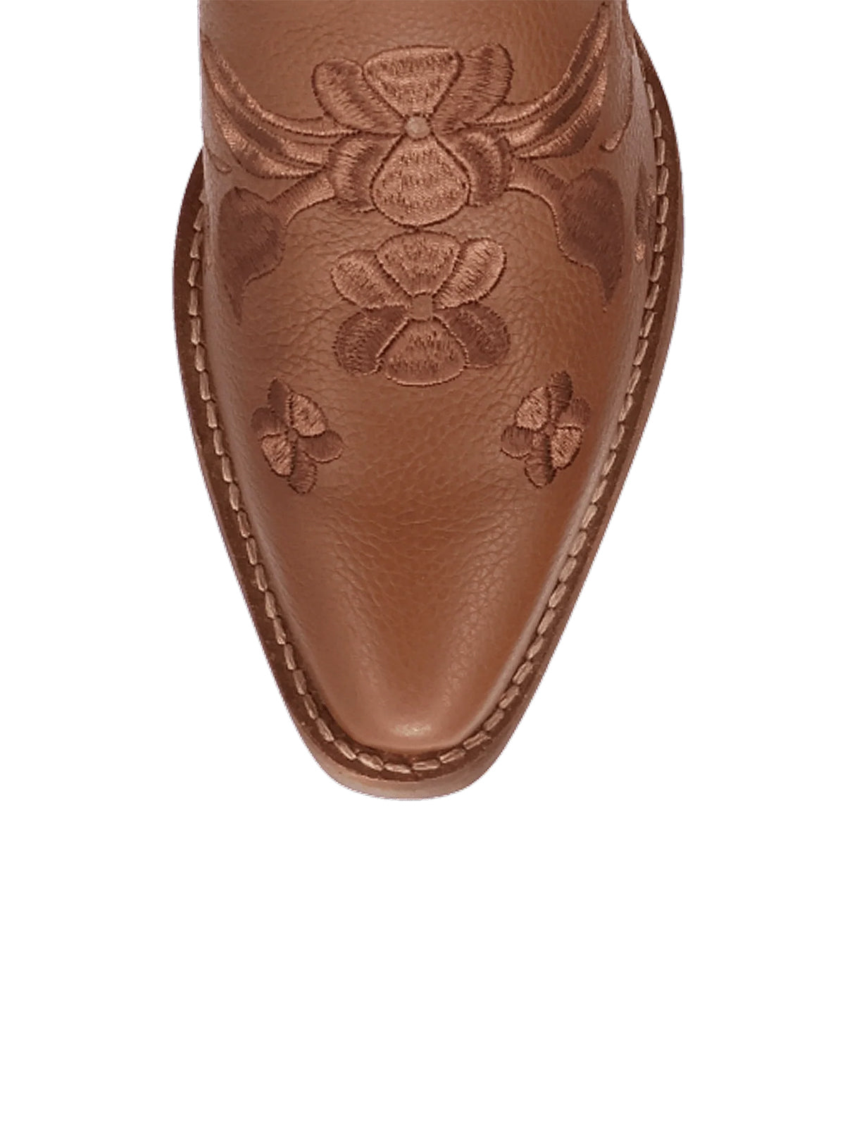 Flowers Embroidery Snip-Toe Mid Calf Cowgirl Boots - Brown