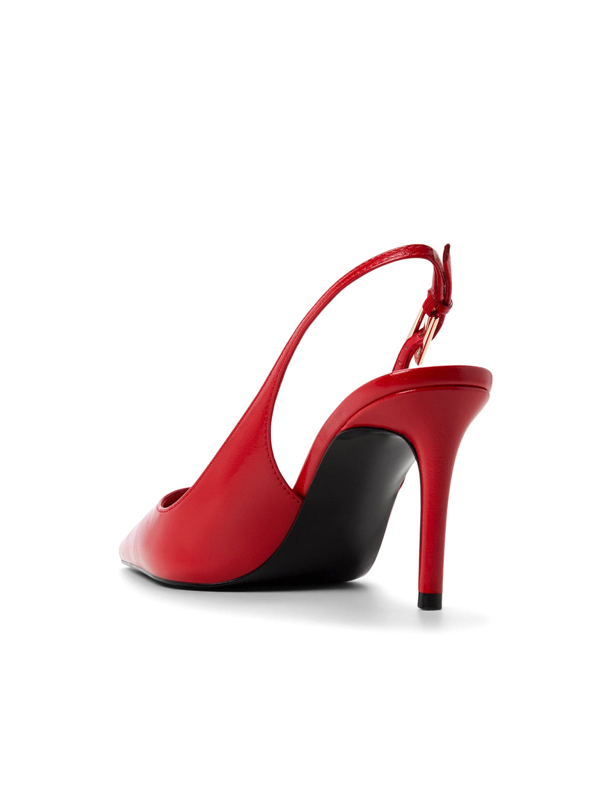 Red Pointed-Toe Classic Kitten Heels With Slingback