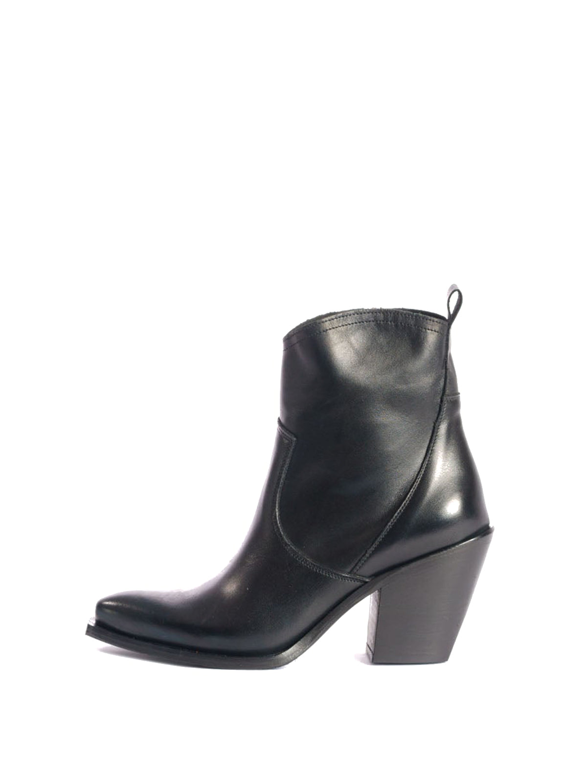 Black Snip-Toe Side Full-Zip Classic Ankle Cowgirl Boots