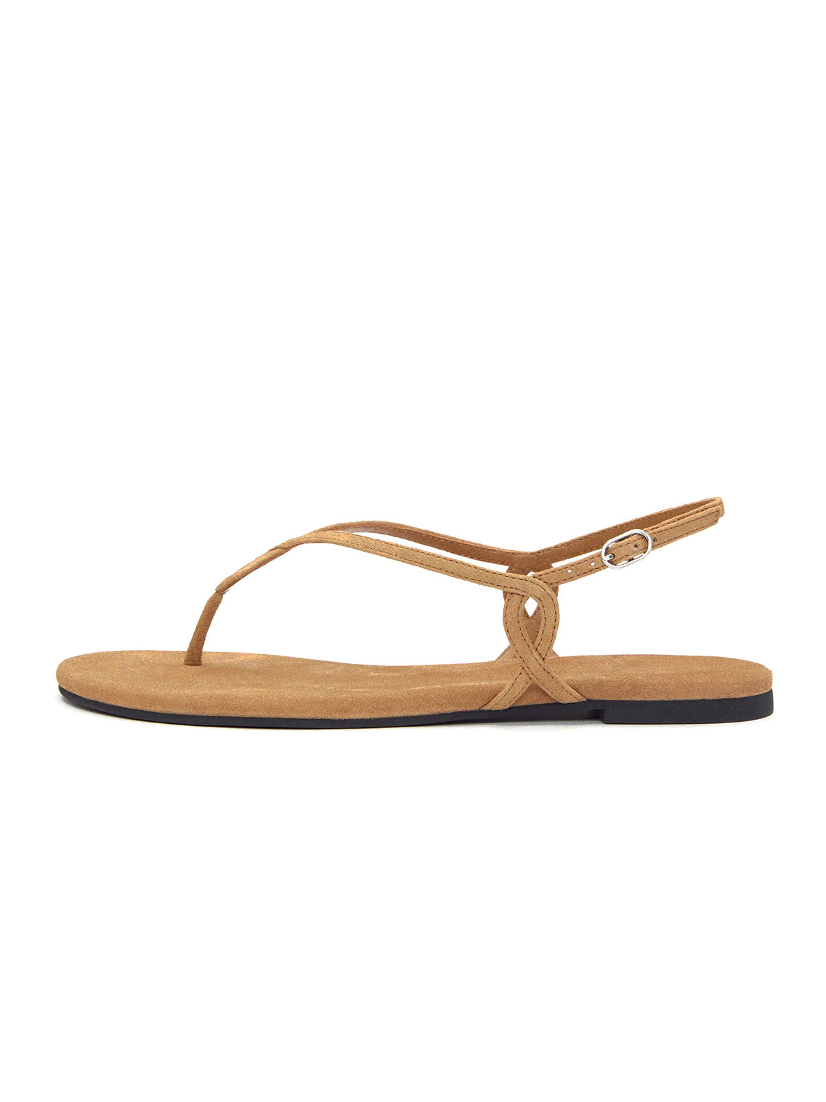Brown Faux Suede Round-Toe Strappy And Ankle Strap Sandals Flats