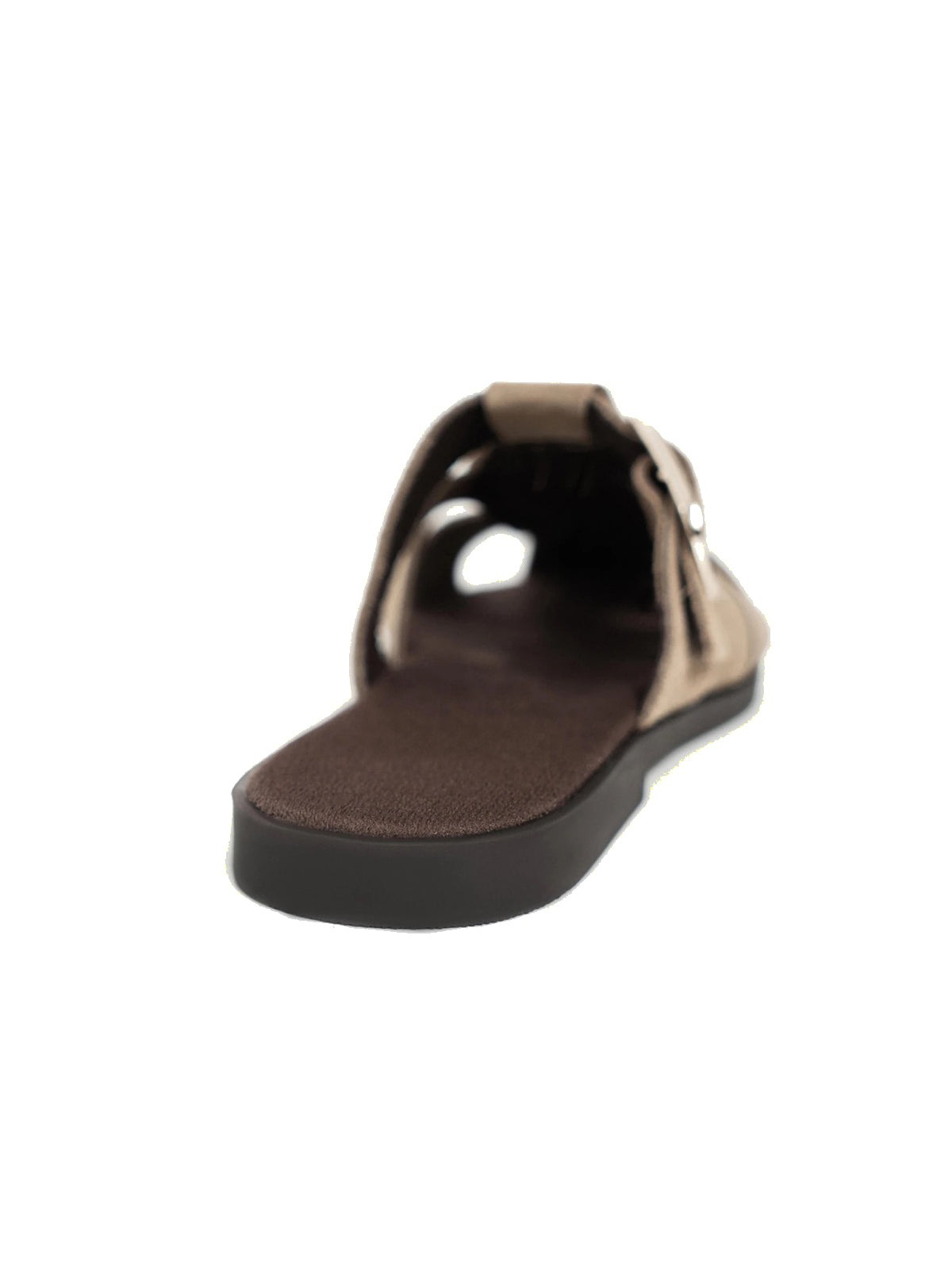 Light Khaki Cow Suede Round-Toe Caged Detail Backless Flats