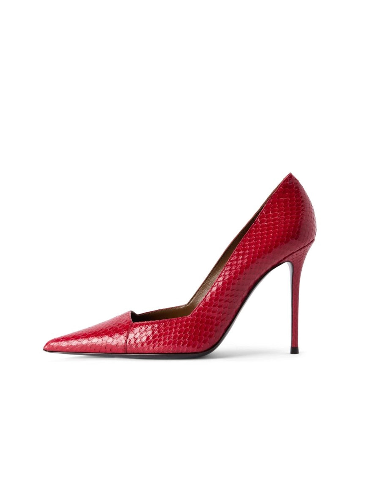 Red Snakeskin Print Pointed-Toe Classic Slip-On Pumps High Heels