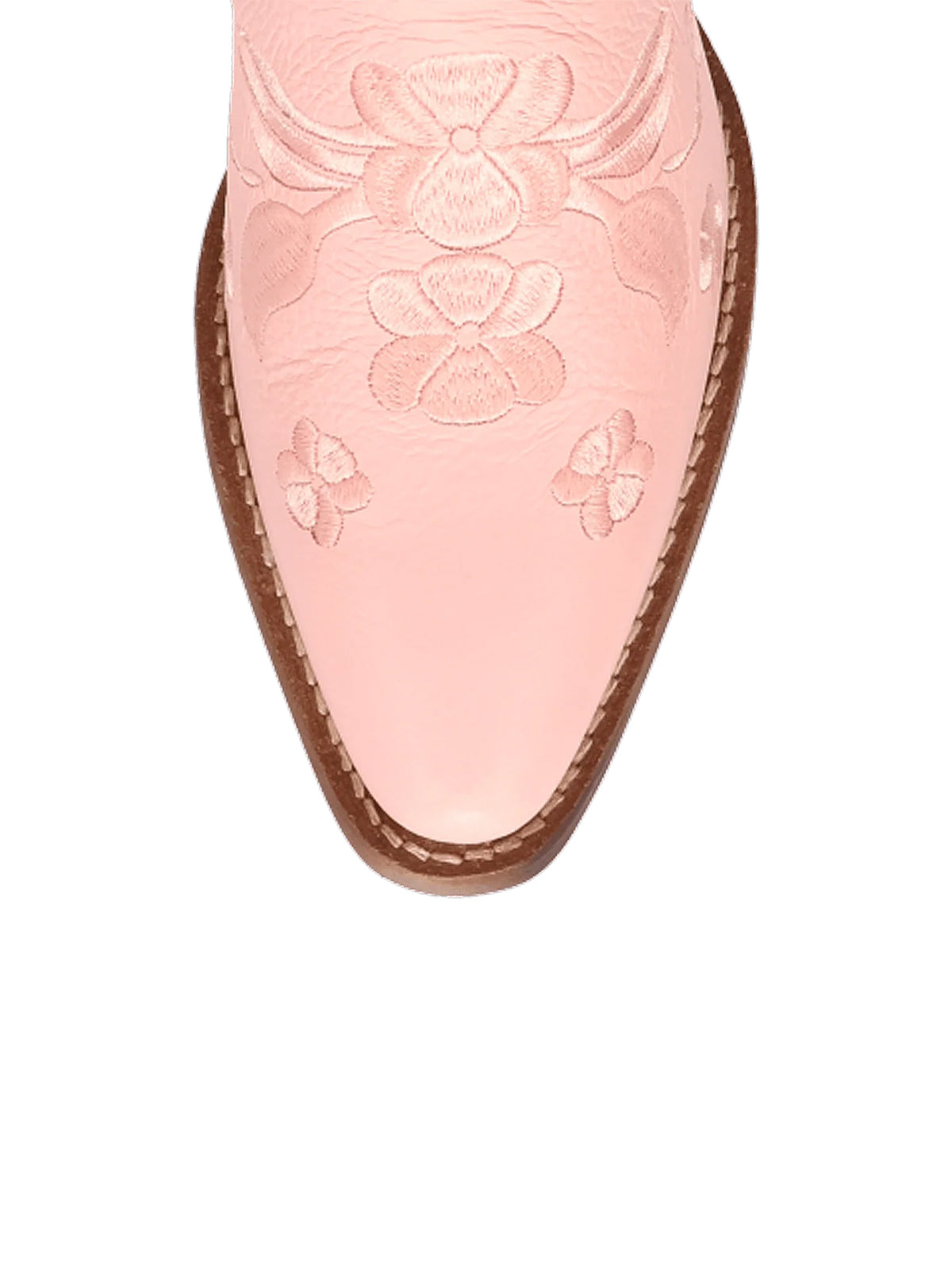 Flowers Embroidery Snip-Toe Mid Calf Cowgirl Boots - Pink