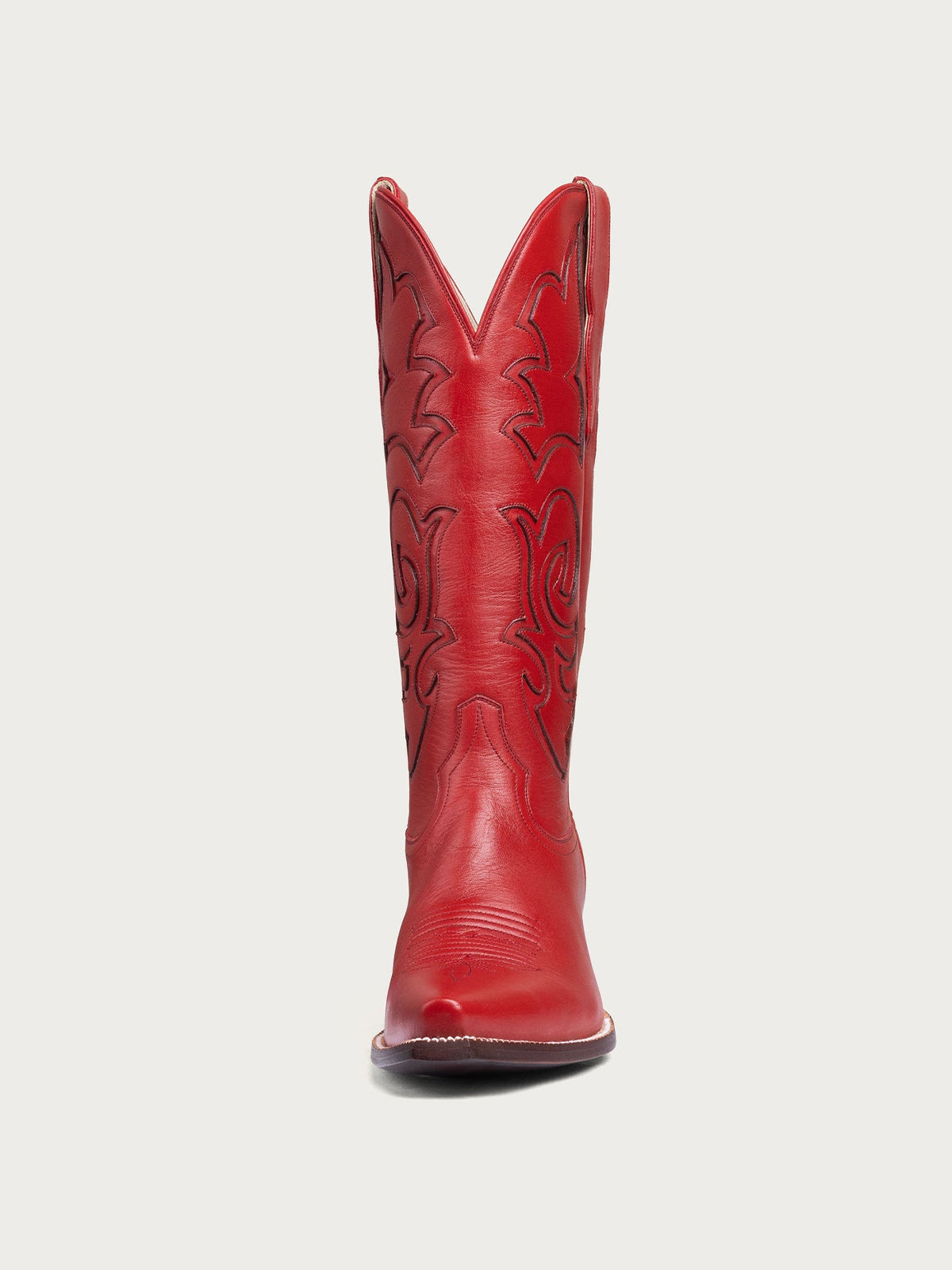 Red Snip-Toe Stylish Inlay Classic Mid Calf Cowgirl Boots