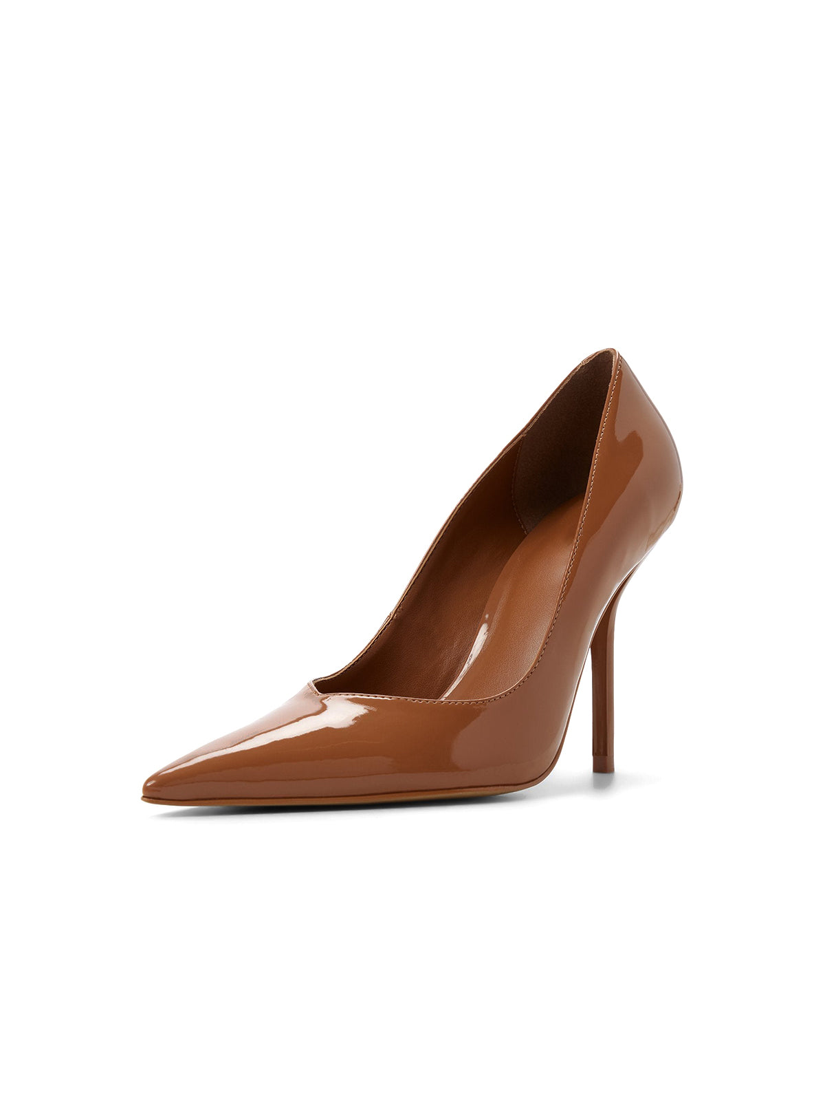 Patent Brown Pointed-Toe Classic Backless High Heels