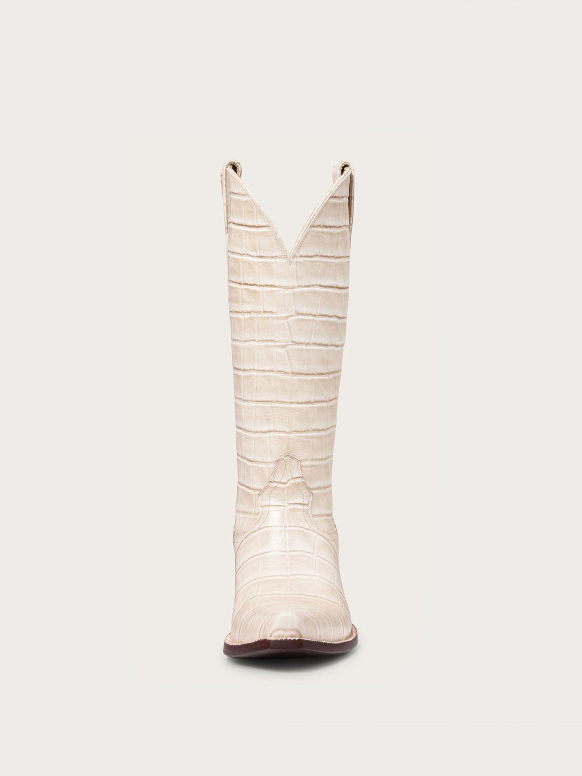Bone Crocodile Pattern Snip-Toe Chic Mid Calf Simple Cowgirl Boots