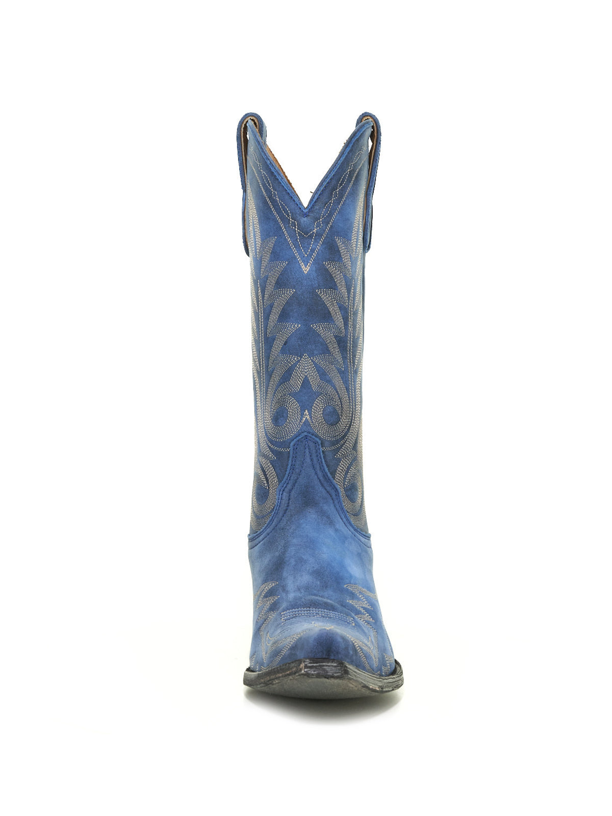 Chic Embroidery Snip-Toe Classic Mid Calf Cowgirl Boots - Blue
