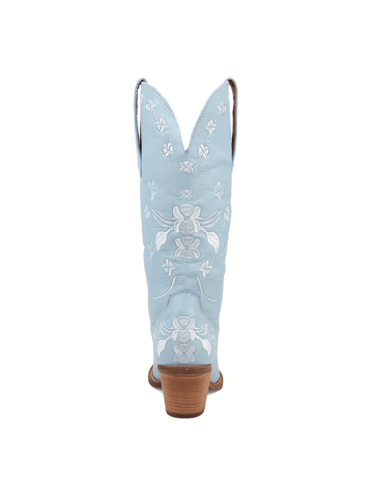 Flowers Embroidery Snip-Toe Mid Calf Cowgirl Boots - Blue