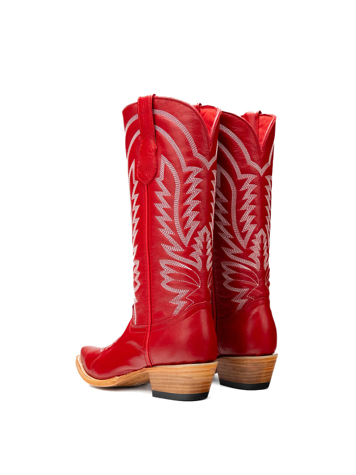Red Snip-Toe Western Classic Embroidery Mid Calf Cowgirl Boots