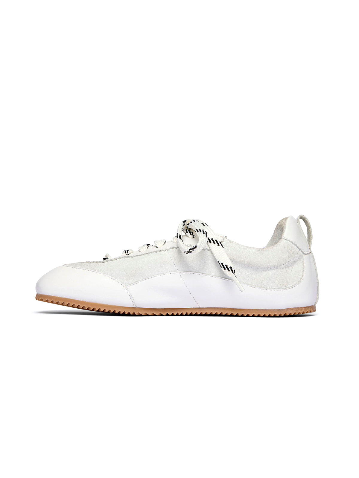 White Cow Suede Square-Toe Chic Lace-Up Ballet Sneakers