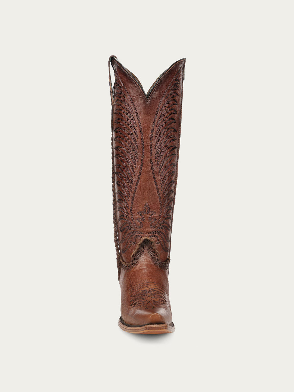Chic Wings Embroidery Snip-Toe Full-Zip Knee High Cowgirl Boots - Honey