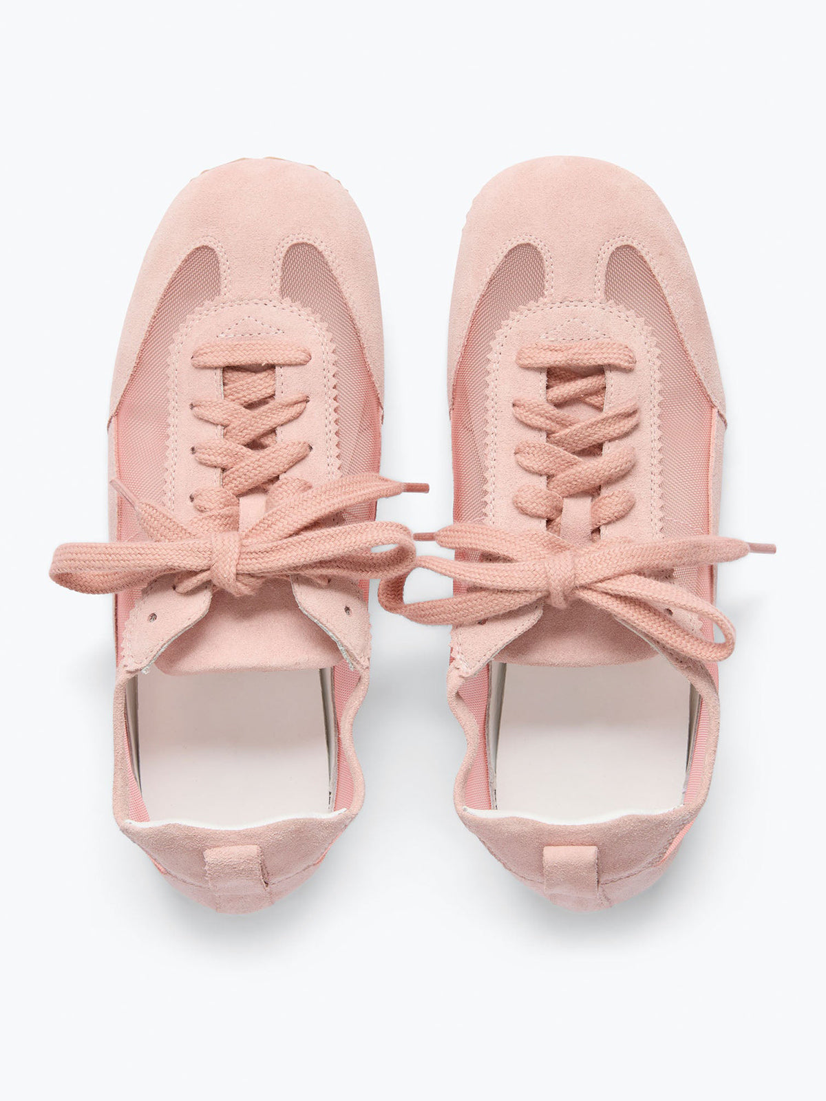 Pink Cow Suede And Mesh Square-Toe Stylish Lace-Up Sneakers