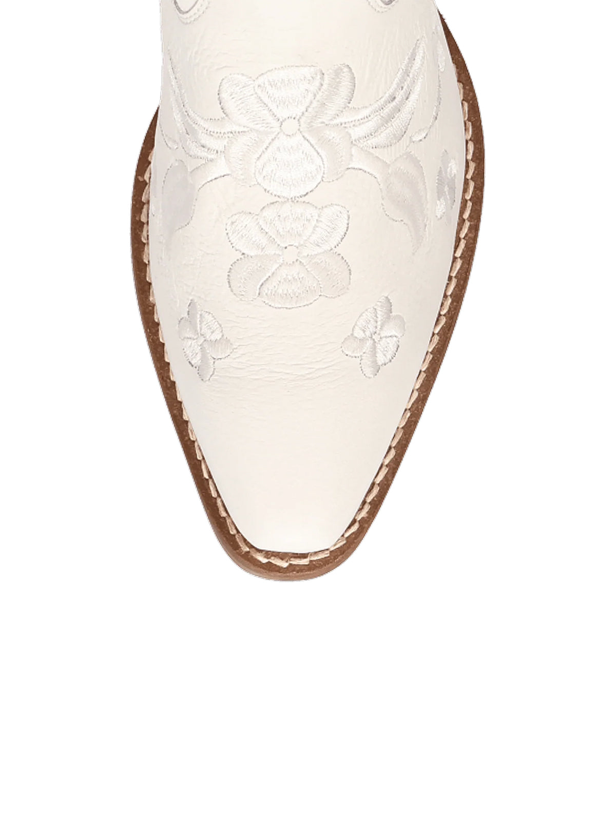 Flowers Embroidery Snip-Toe Mid Calf Cowgirl Boots - White