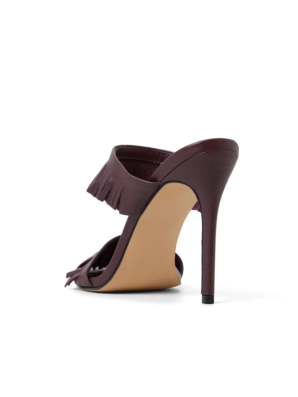 Purple Open Round-Toe Fringe High Heels