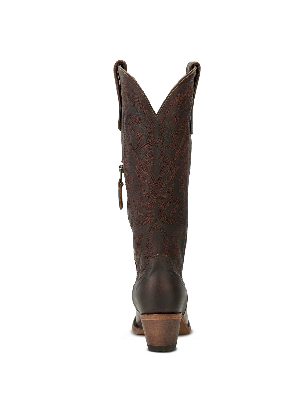 Western Snip-Toe Embroidery Classic Knee High Half-Zip Cowgirl Boots - Cognac