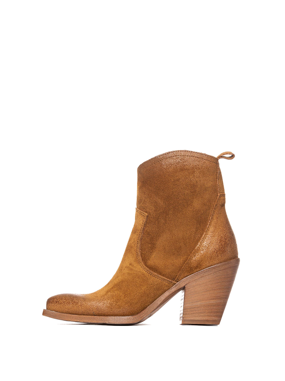 Brown Faux Suede Snip-Toe Side Full-Zip Classic Ankle Cowgirl Boots
