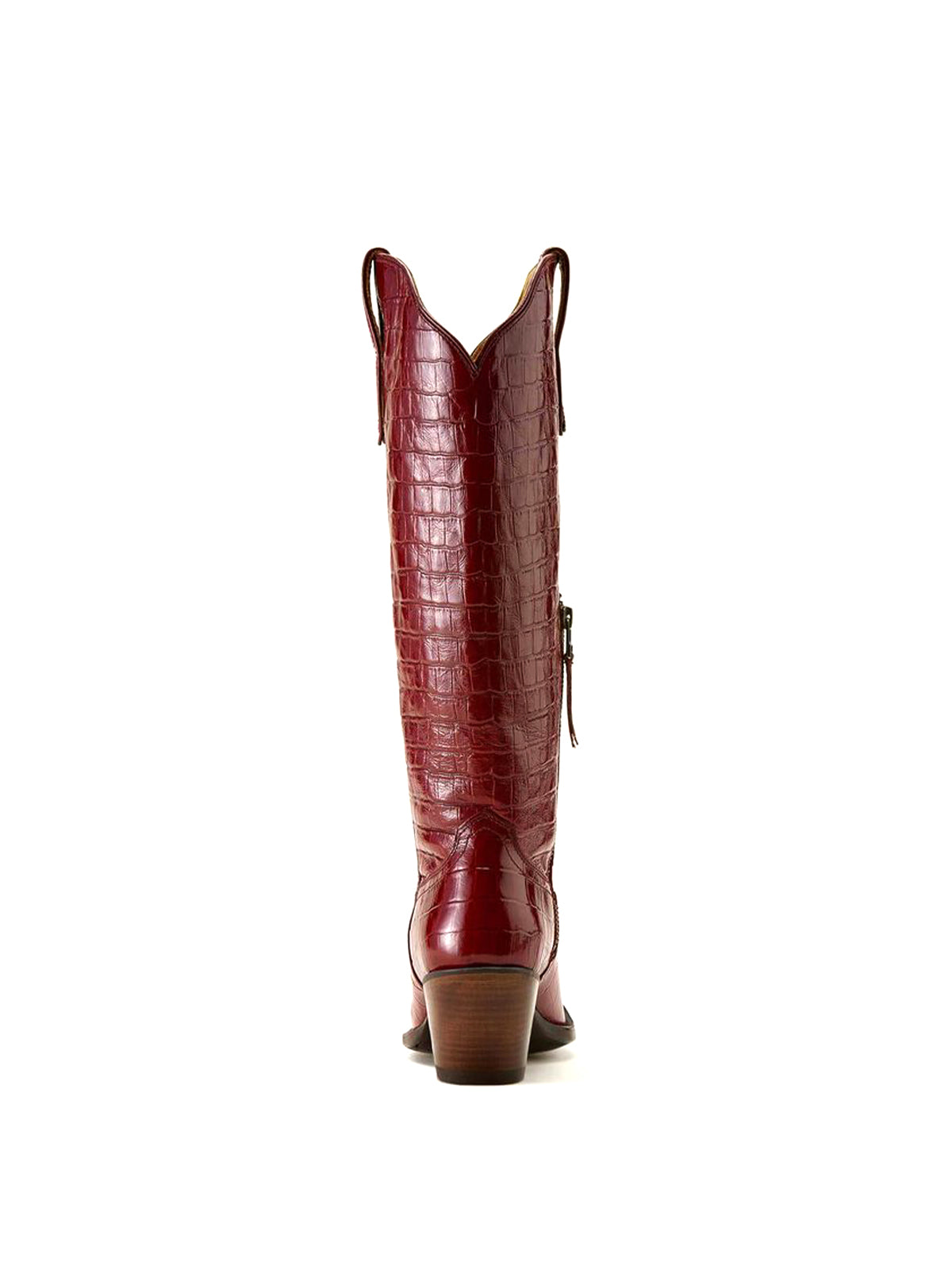 Dubonnet Crocodile Print Pointed Toe Western Cowgirl Knee High Boots