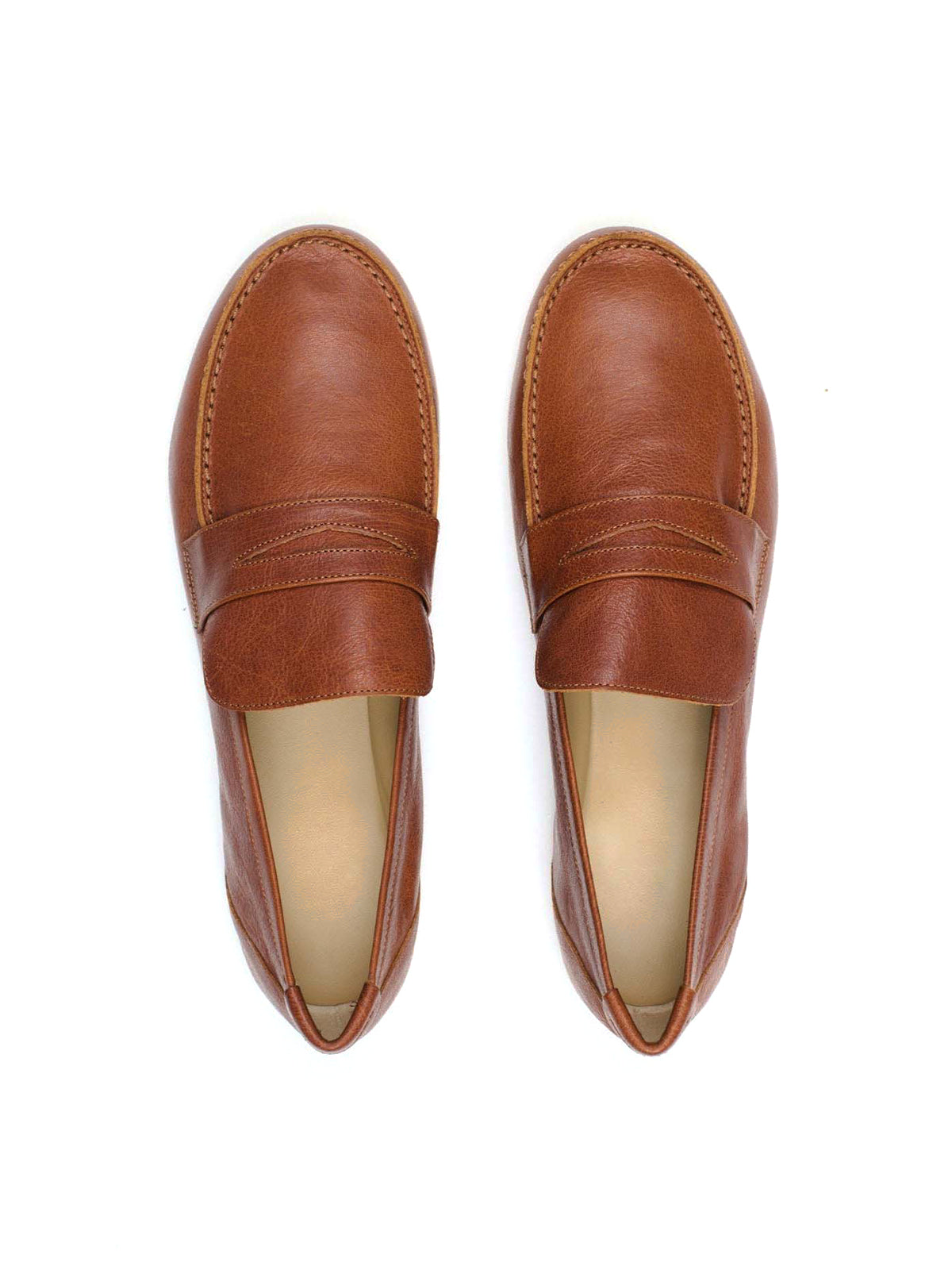 Round-Toe Slip-On Chic Loafers Flats - Caramel