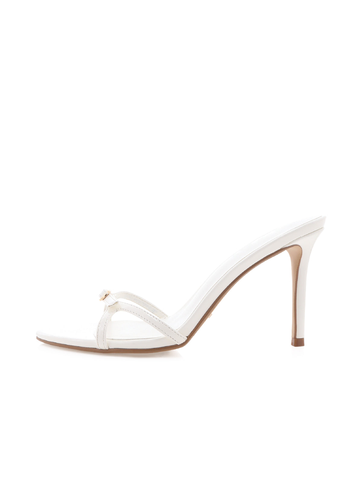 White Open Pointed-Toe Front Two Thin Straps Backless High Heels
