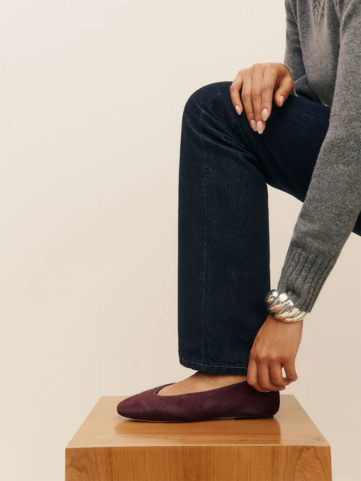 Sleek Square-Toe Classic Slip-On Ballet Flats – Ruby Red Pony Hair