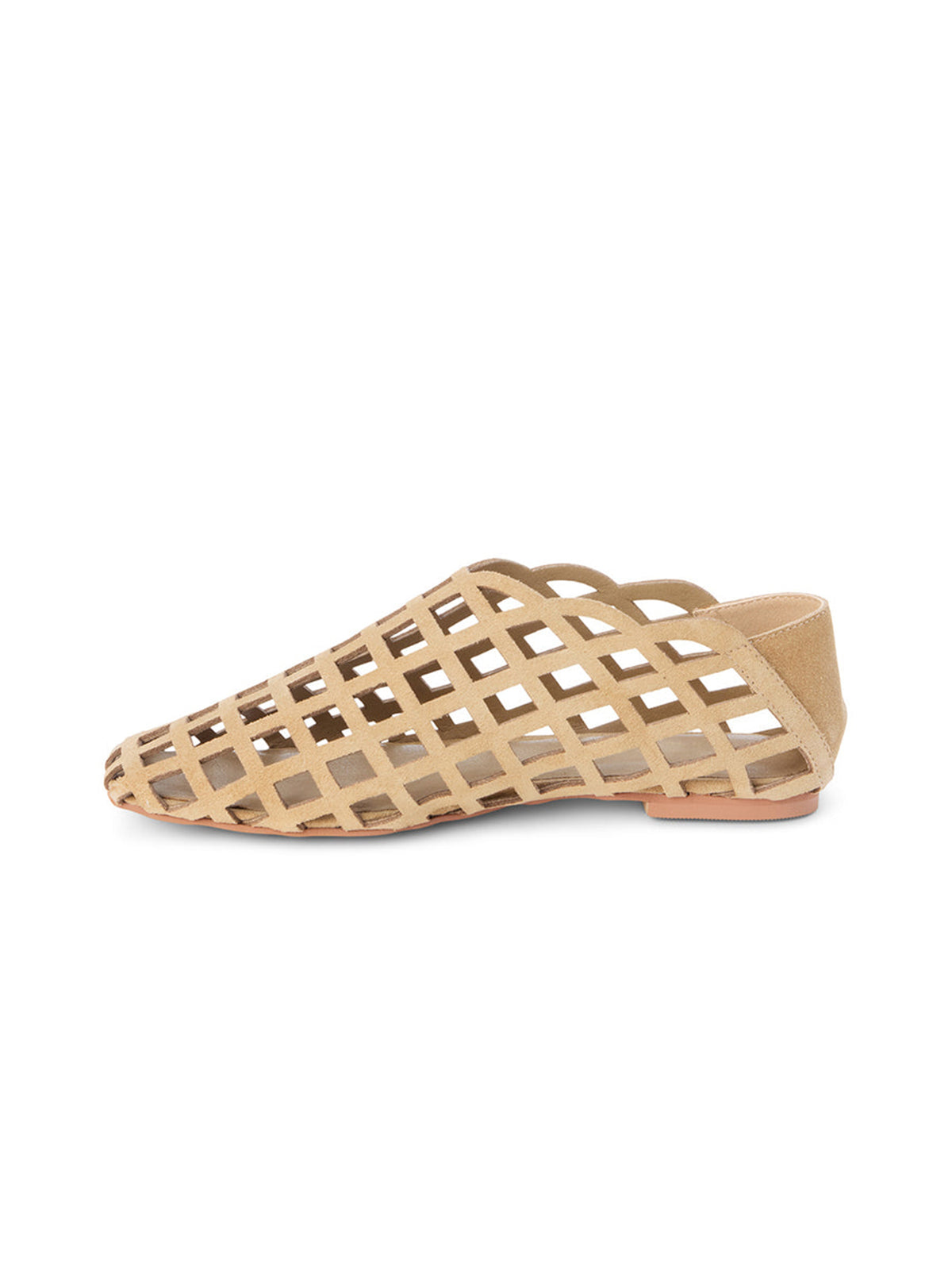 Nude Faux Suede Square-Toe Chic Cutout Simple Flats