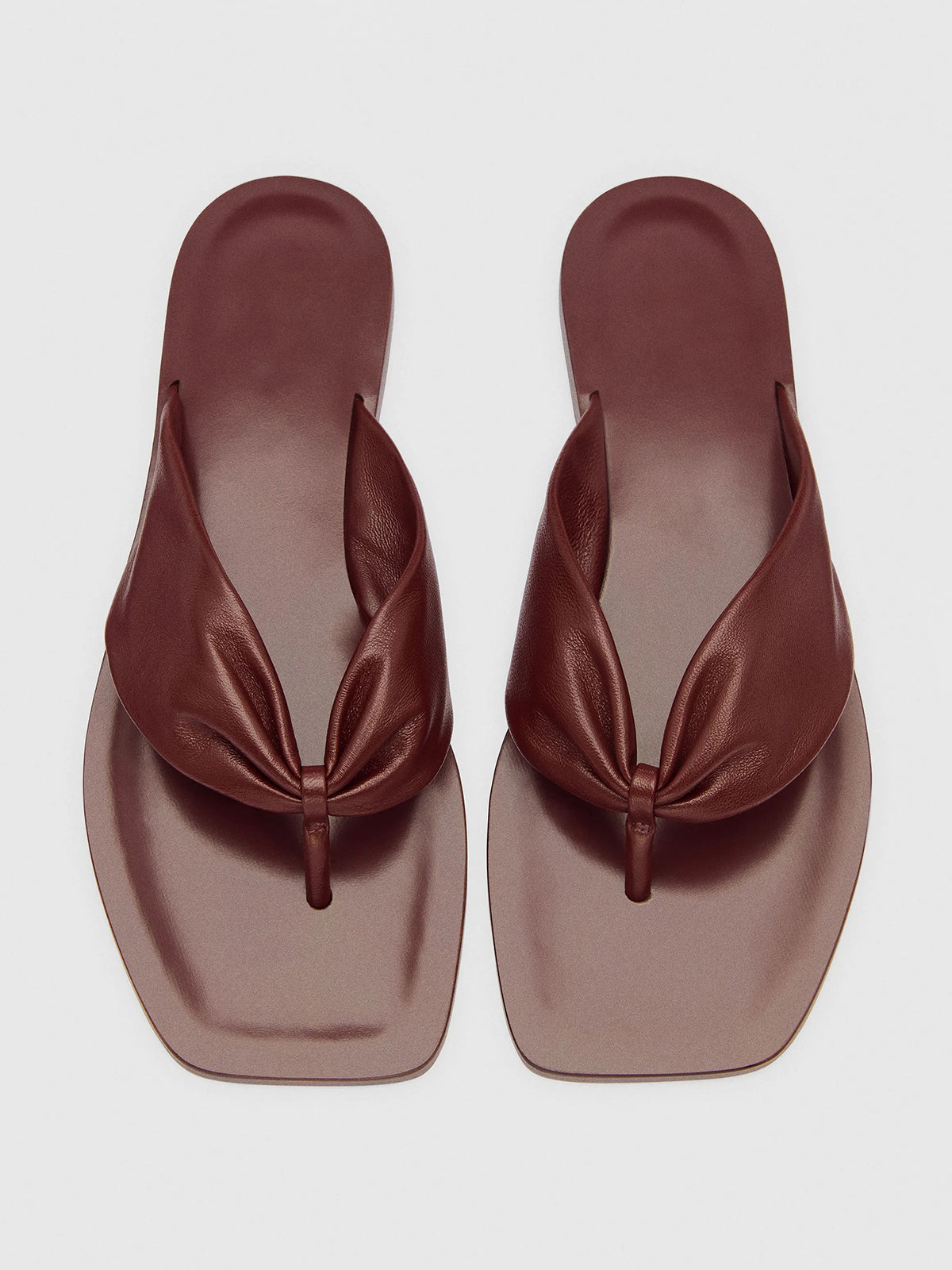 Red Square-Toe Front Studs Flip-Flops Simple Backless Flats